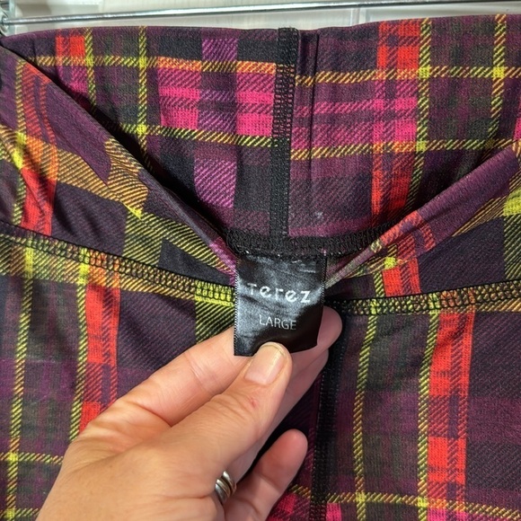 Terez funky plaid leggings. Purple, yellow, pink, red. Cute! - Picture 3 of 6